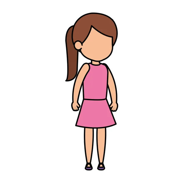 Schöne Kleine Mädchen Charakter Vektor Illustration Design — Stockvektor