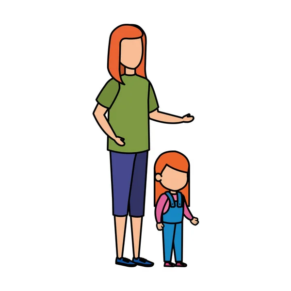 母亲与女儿字符矢量插画设计 — 图库矢量图片