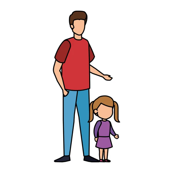 Vater Mit Tochter Zeichen Vektor Illustration Design — Stockvektor