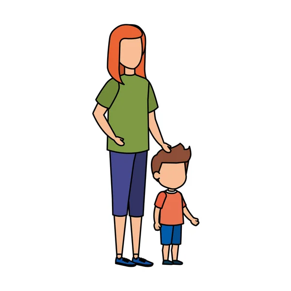 Madre Con Hijo Caracteres Vector Ilustración Diseño — Archivo Imágenes Vectoriales