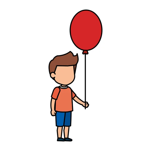 Milý Chlapeček Balónky Helium Vektorové Ilustrace Design — Stockový vektor