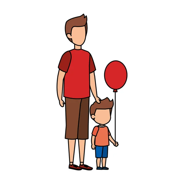 父親の息子と風船のヘリウム ベクトル イラスト デザインで — ストックベクタ