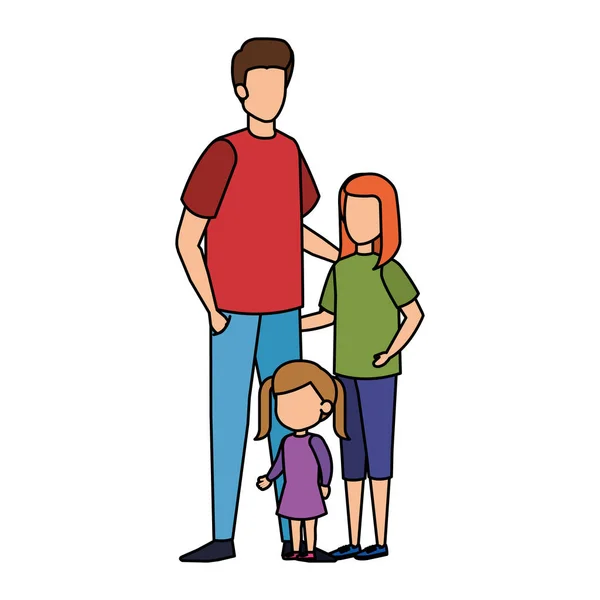 Padre Con Hijas Personajes Vector Ilustración Diseño — Vector de stock