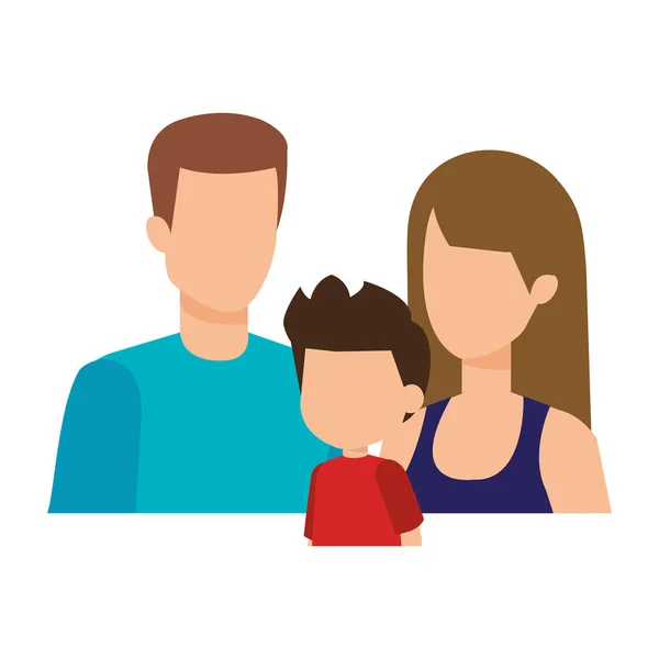 Padres Pareja Con Hijo Caracteres Vector Ilustración Diseño — Archivo Imágenes Vectoriales