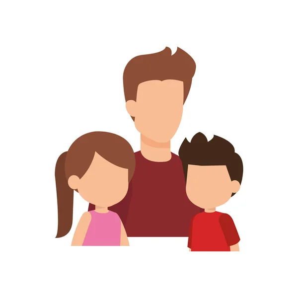 Vater Mit Sohn Und Tochter Zeichen Vektor Illustration Design — Stockvektor