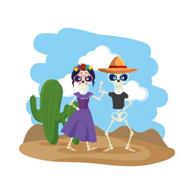 katrina ve mariachi peyzaj iskelet