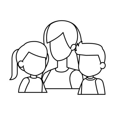 Anne kızı ve oğlu karakterlerle