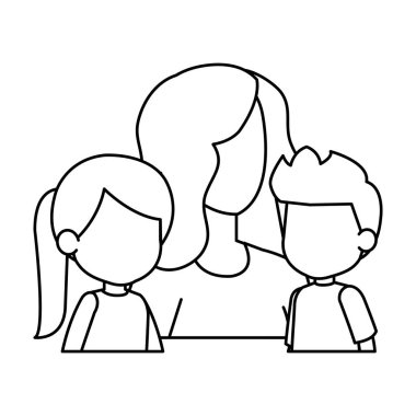 Anne kızı ve oğlu karakterlerle