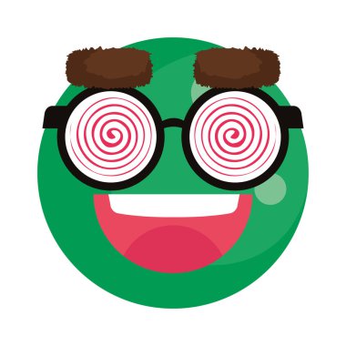 mutlu aptal yüz ifade gözlük ile