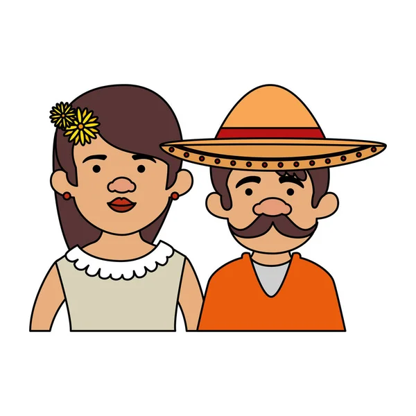 Tradizionali messicani coppia caratteri — Vettoriale Stock