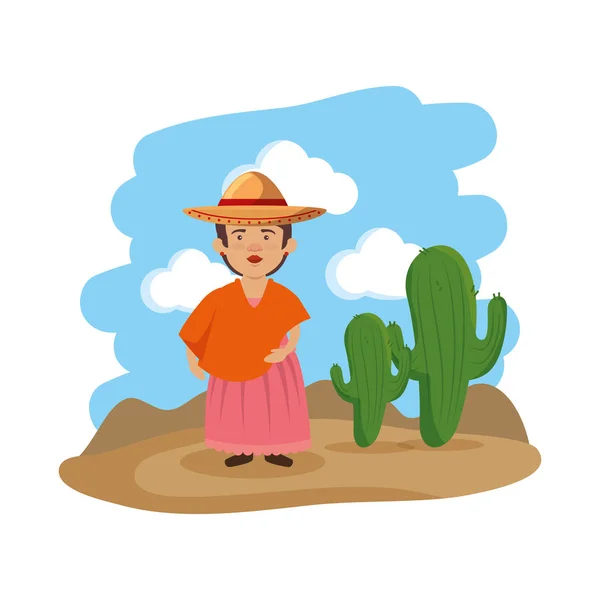 Traditionele Mexicaanse vrouw teken — Stockvector