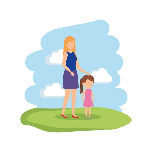 Mother with daughter characters — Stock Vector