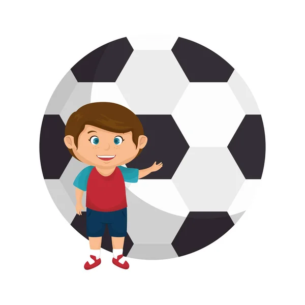 Bambino con palloncino da calcio — Vettoriale Stock