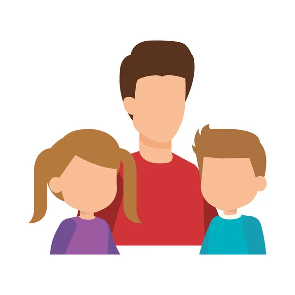 Father with son and daughter characters — Stock Vector