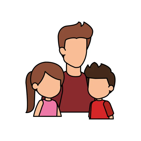 Pai com personagens filho e filha — Vetor de Stock