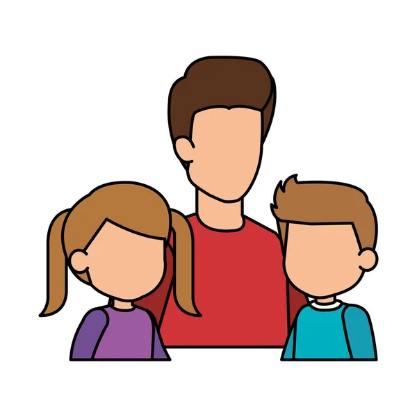 Padre con personajes de hijo e hija — Vector de stock