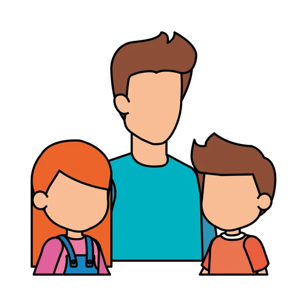Pai com personagens filho e filha —  Vetores de Stock