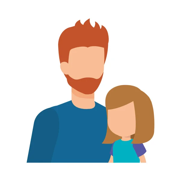 Padre con personajes de hija — Vector de stock