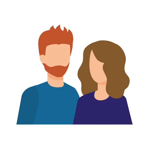 Pareja avatar caracteres iconos — Vector de stock