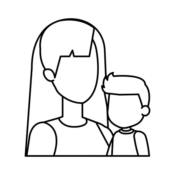 Mother with son characters — Stock Vector