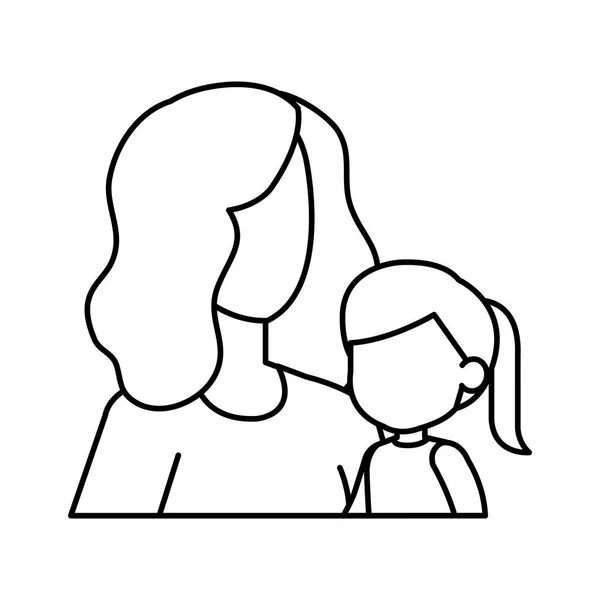 Madre con personajes de hija — Vector de stock