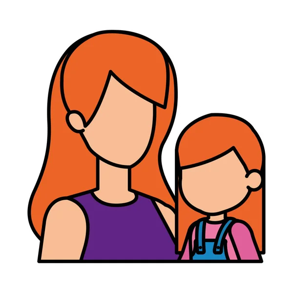 Μάνα με κόρη χαρακτήρες — Διανυσματικό Αρχείο