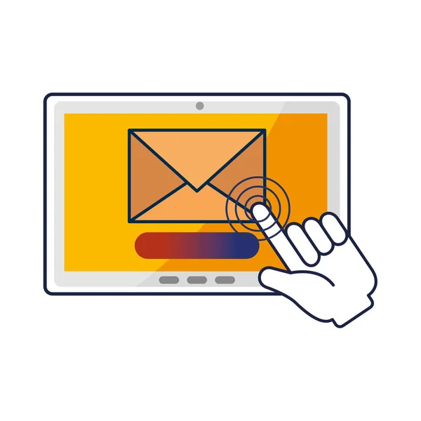 Dispositivo tablet com envelope de correio — Vetor de Stock