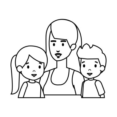 Anne kızı ve oğlu karakterlerle