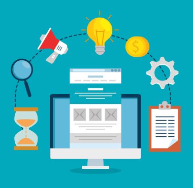 bilgisayar web sitesi bilgi dişli ve ampul