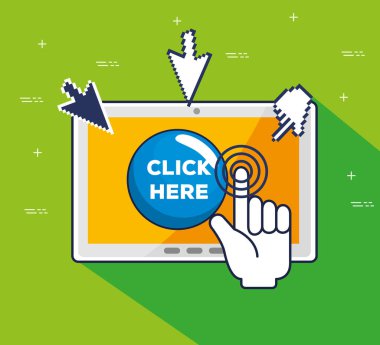 işaretçi ok ile tablet ve tıklama imleç el