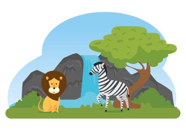 aslan ve zebra vahşi hayvanlar rezerv