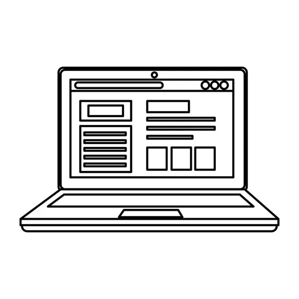 Computer portatile con modello di pagina web — Vettoriale Stock