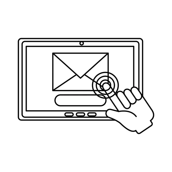 Tablette avec enveloppe mail — Image vectorielle