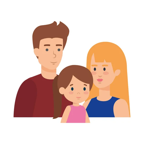 Pais casal com personagens filha —  Vetores de Stock
