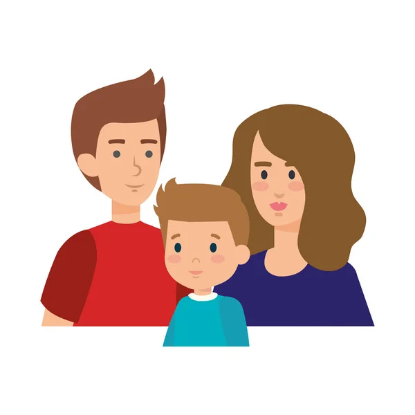 Padres pareja con hijo personajes — Vector de stock