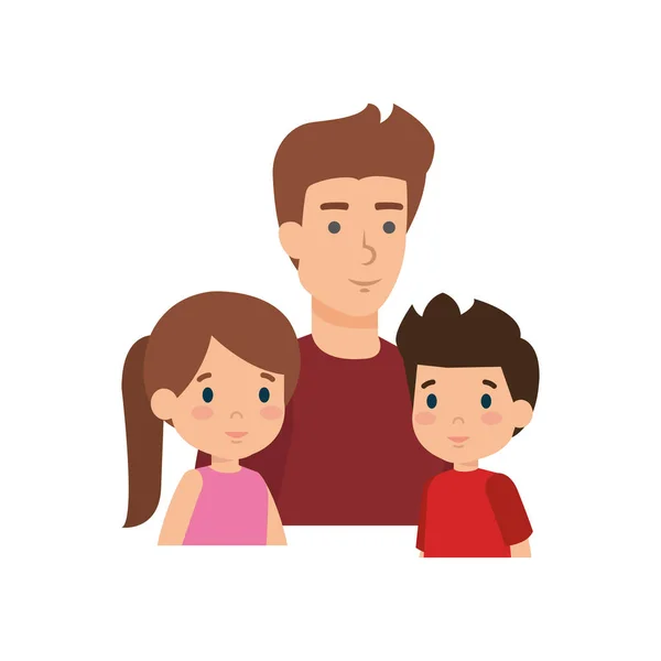 Padre con personajes de hijo e hija — Vector de stock