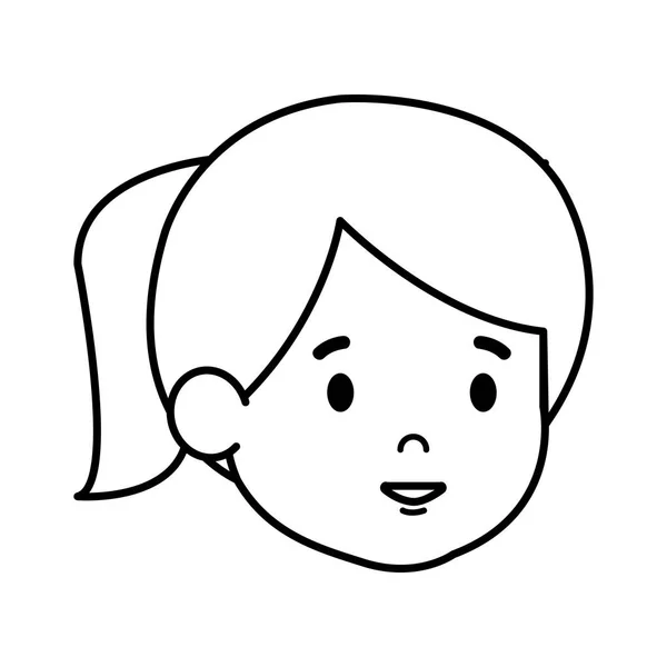 Gyönyörű kis lány fejét karakter — Stock Vector