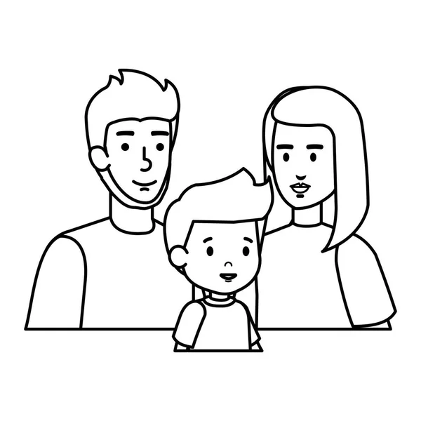 父母夫妇与儿子字符 — 图库矢量图片