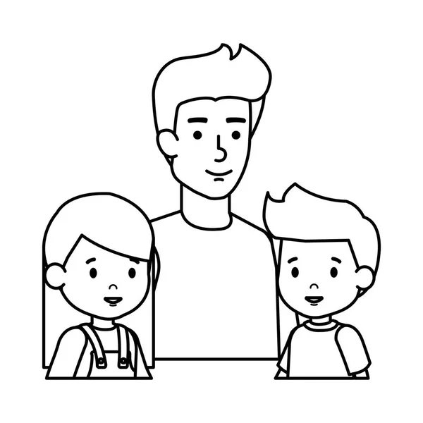 Father with son and daughter characters — Stock Vector