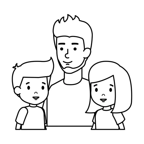 Baba ile oğlu ve kızı karakterler — Stok Vektör