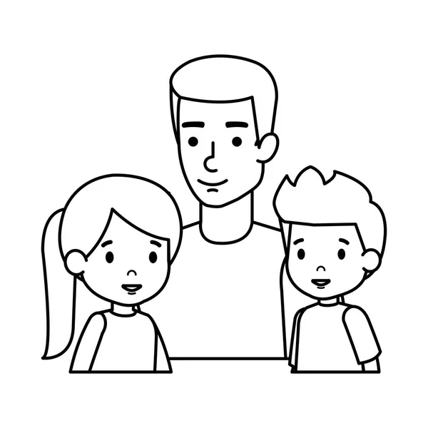 父亲与儿子和女儿字符 — 图库矢量图片