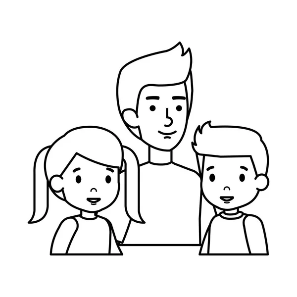 Father with son and daughter characters — Stock Vector