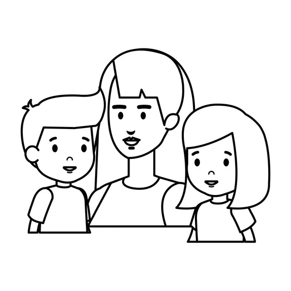 Mère avec fille et fils personnages — Image vectorielle