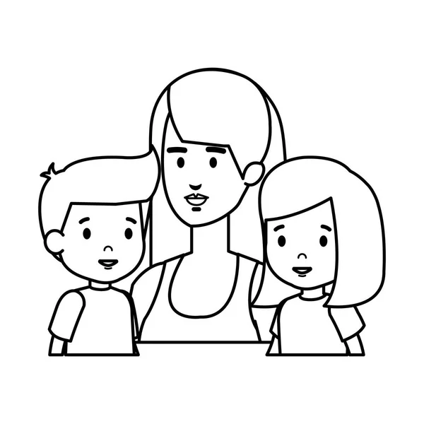 Mère avec fille et fils personnages — Image vectorielle