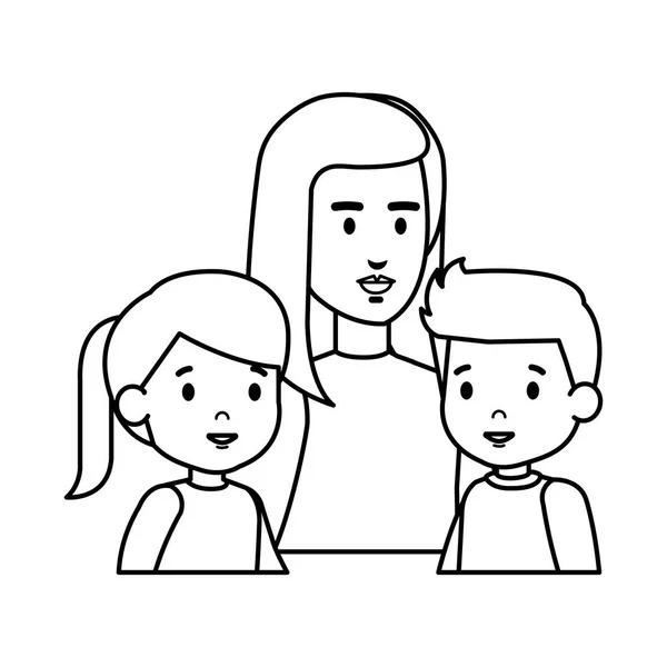 Mother with daughter and son characters — Stock Vector