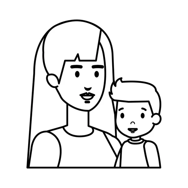 Madre con personajes de hijo — Vector de stock