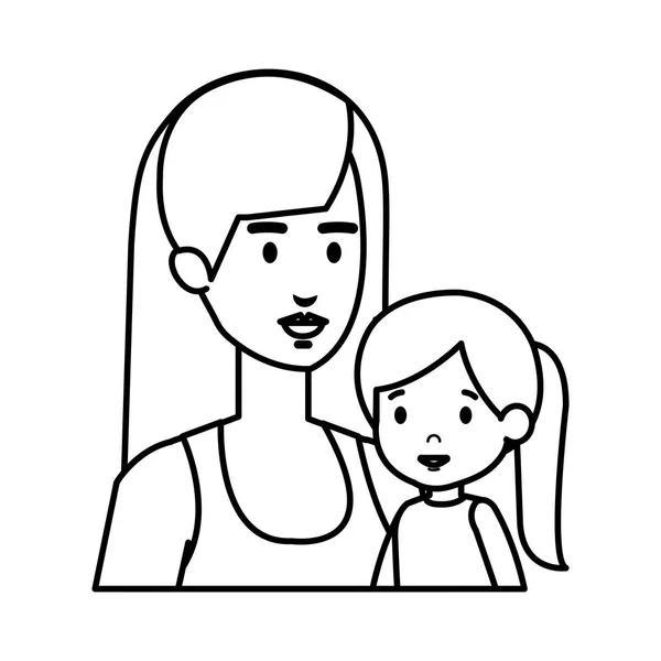 Mãe com personagens filha — Vetor de Stock
