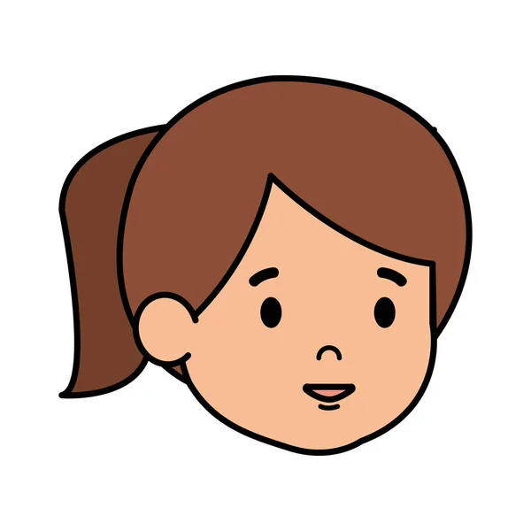 Belle petite fille tête personnage — Image vectorielle
