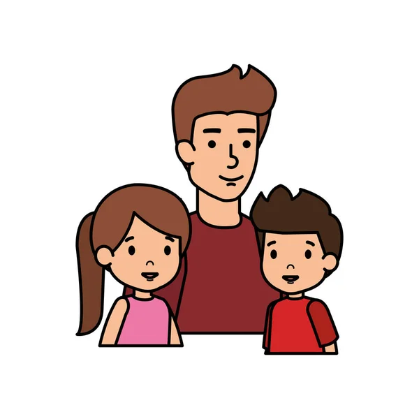 Father with son and daughter characters — Stock Vector