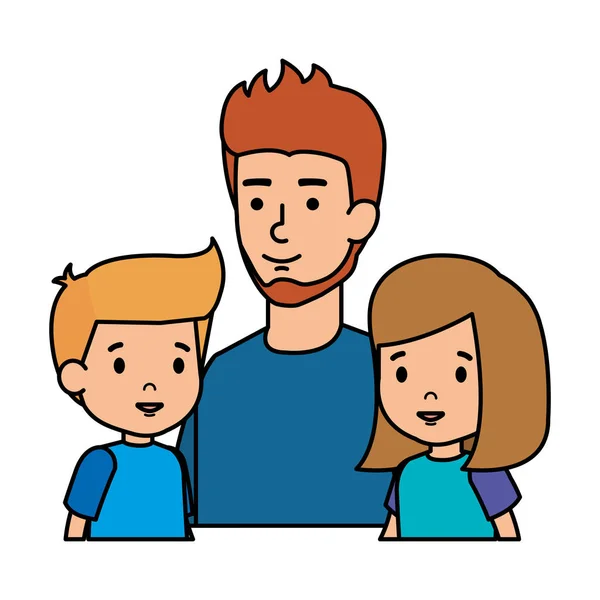 Padre con personajes de hijo e hija — Vector de stock